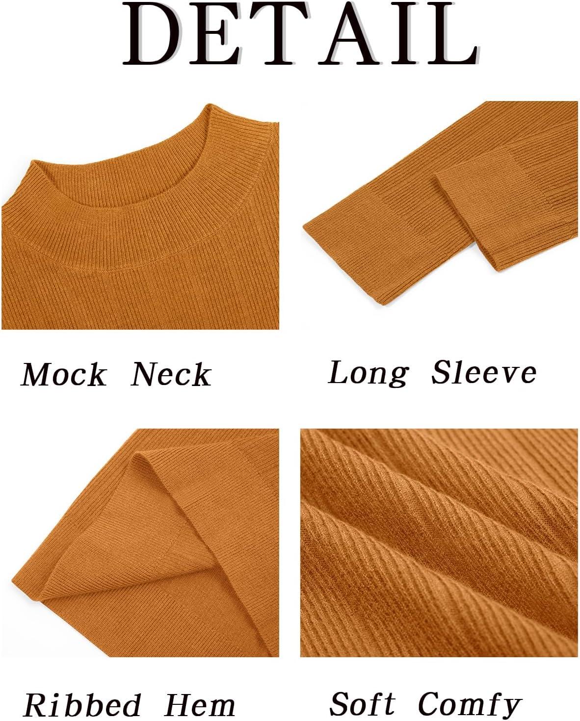 imageRuncati Mens Mock Turtleneck Sweater Slim Fit Casual Ribbed Knitted Pullover Fall Winter Basic Warm SweatersRed Brown