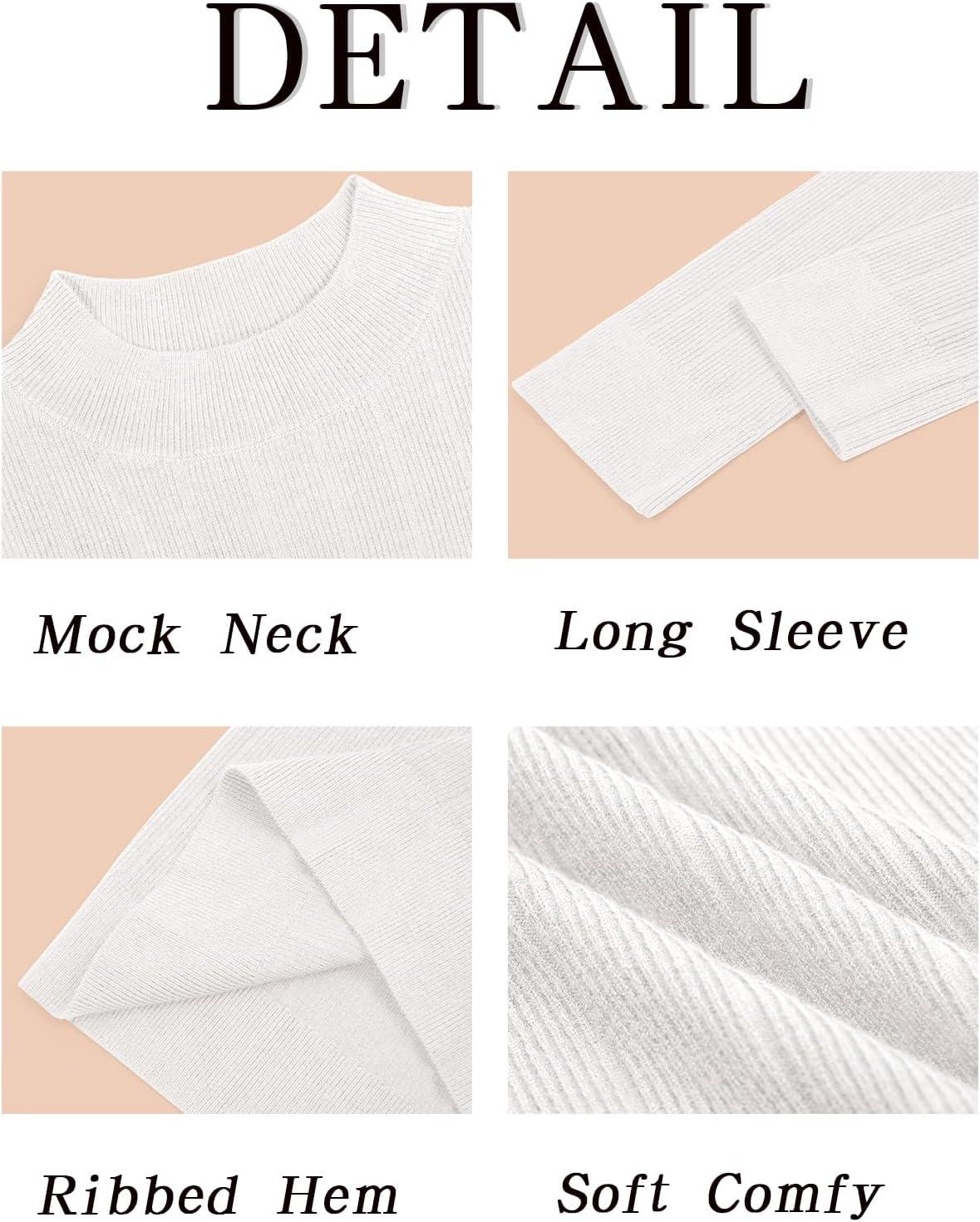 imageRuncati Mens Mock Turtleneck Sweater Slim Fit Casual Ribbed Knitted Pullover Fall Winter Basic Warm SweatersWhite