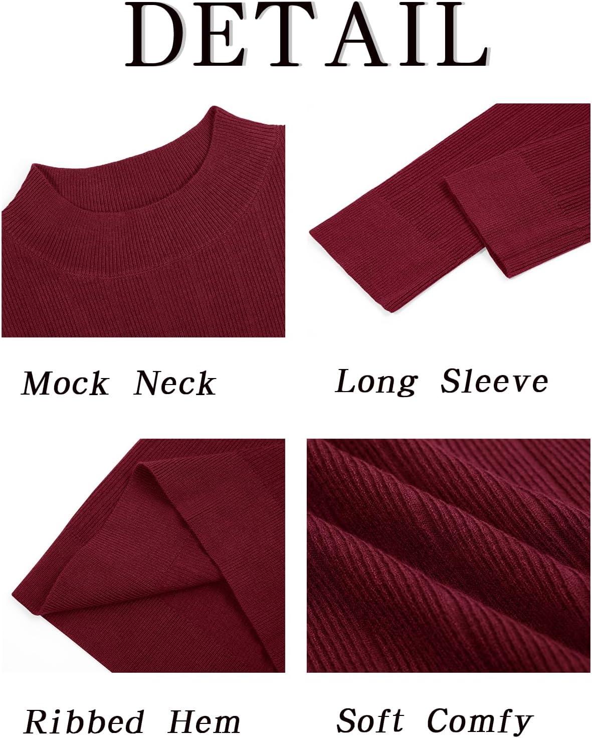 imageRuncati Mens Mock Turtleneck Sweater Slim Fit Casual Ribbed Knitted Pullover Fall Winter Basic Warm SweatersWine Red