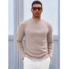 Runcati Mens Mock Turtleneck Sweater Slim Fit Casual Ribbed Knitted Pullover Fall Winter Basic Warm Sweaters(Apricot)
