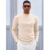 Runcati Mens Mock Turtleneck Sweater Slim Fit Casual Ribbed Knitted Pullover Fall Winter Basic Warm Sweaters(Beige)