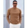 Runcati Mens Mock Turtleneck Sweater Slim Fit Casual Ribbed Knitted Pullover Fall Winter Basic Warm Sweaters(Brown)