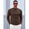 Runcati Mens Mock Turtleneck Sweater Slim Fit Casual Ribbed Knitted Pullover Fall Winter Basic Warm Sweaters(Coffee)