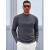 Runcati Mens Mock Turtleneck Sweater Slim Fit Casual Ribbed Knitted Pullover Fall Winter Basic Warm Sweaters(Dark Gray)