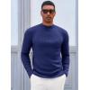 Runcati Mens Mock Turtleneck Sweater Slim Fit Casual Ribbed Knitted Pullover Fall Winter Basic Warm Sweaters(Navy)