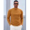 Runcati Mens Mock Turtleneck Sweater Slim Fit Casual Ribbed Knitted Pullover Fall Winter Basic Warm Sweaters(Red Brown)