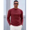 Runcati Mens Mock Turtleneck Sweater Slim Fit Casual Ribbed Knitted Pullover Fall Winter Basic Warm Sweaters(Wine Red)