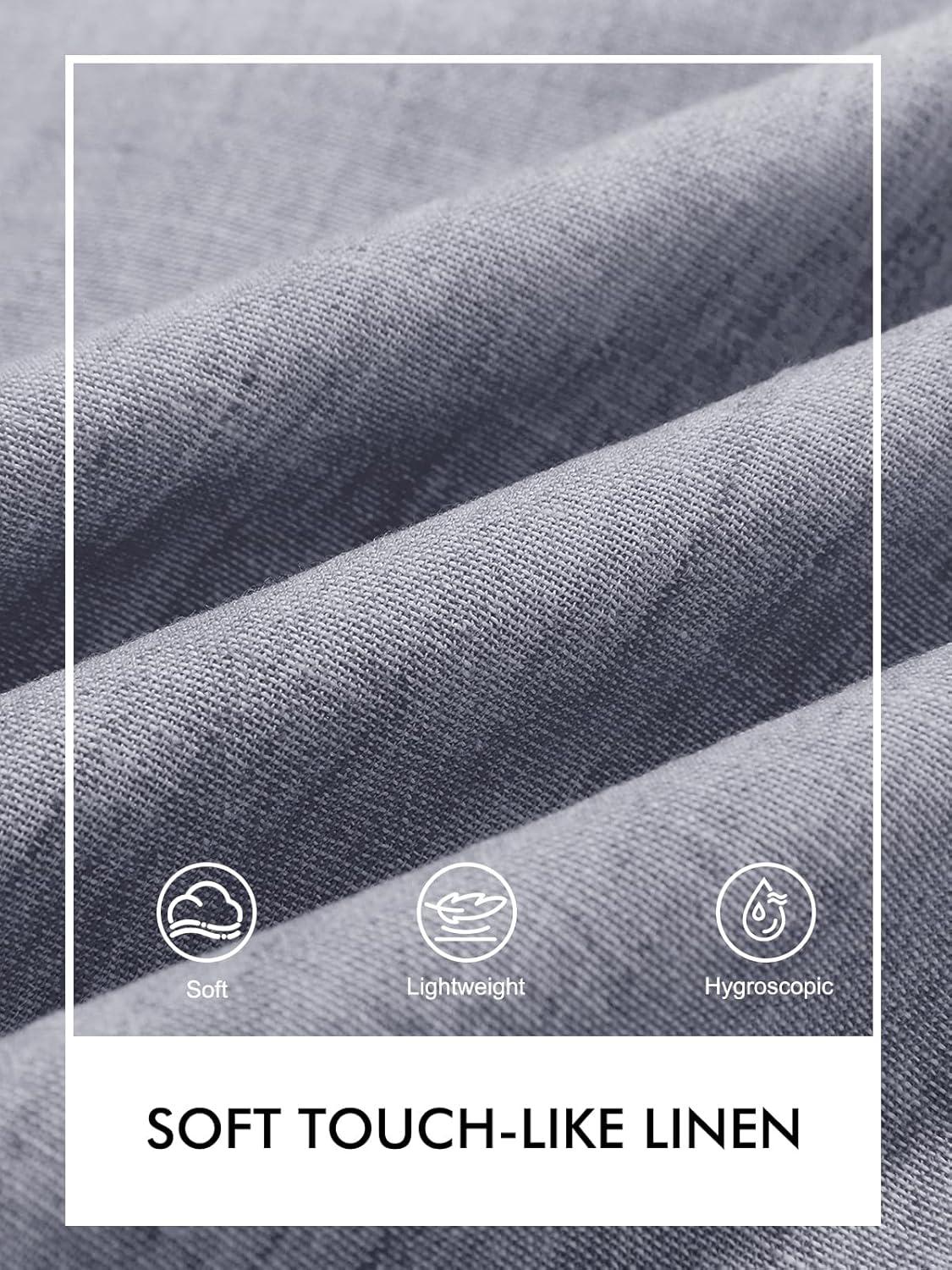 imageRuncati Mens Linen Button Down Shirts Casual Short Sleeve Shirt Summer Beach Wedding Tops with PocketGrey