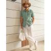 Runcati Mens Linen Button Down Shirts Casual Short Sleeve Shirt Summer Beach Wedding Tops with Pocket(Army Green)