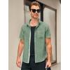 Runcati Mens Linen Button Down Shirts Casual Short Sleeve Shirt Summer Beach Wedding Tops with Pocket(Army Green)