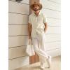 Runcati Mens Linen Button Down Shirts Casual Short Sleeve Shirt Summer Beach Wedding Tops with Pocket(Beige)