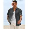 Runcati Mens Linen Button Down Shirts Casual Short Sleeve Shirt Summer Beach Wedding Tops with Pocket(Black)