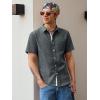 Runcati Mens Linen Button Down Shirts Casual Short Sleeve Shirt Summer Beach Wedding Tops with Pocket(Black)
