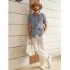 Runcati Mens Linen Button Down Shirts Casual Short Sleeve Shirt Summer Beach Wedding Tops with Pocket(Grey)