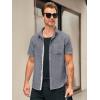 Runcati Mens Linen Button Down Shirts Casual Short Sleeve Shirt Summer Beach Wedding Tops with Pocket(Grey)