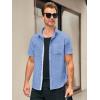 Runcati Mens Linen Button Down Shirts Casual Short Sleeve Shirt Summer Beach Wedding Tops with Pocket(Jean Blue)