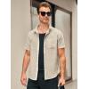 Runcati Mens Linen Button Down Shirts Casual Short Sleeve Shirt Summer Beach Wedding Tops with Pocket(Khaki)
