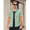 Runcati Mens Linen Button Down Shirts Casual Short Sleeve Shirt Summer Beach Wedding Tops with Pocket(Olive Green)