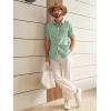 Runcati Mens Linen Button Down Shirts Casual Short Sleeve Shirt Summer Beach Wedding Tops with Pocket(Olive Green)