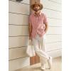 Runcati Mens Linen Button Down Shirts Casual Short Sleeve Shirt Summer Beach Wedding Tops with Pocket(Pink)