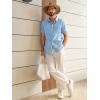 Runcati Mens Linen Button Down Shirts Casual Short Sleeve Shirt Summer Beach Wedding Tops with Pocket(Sky Blue)