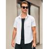 Runcati Mens Linen Button Down Shirts Casual Short Sleeve Shirt Summer Beach Wedding Tops with Pocket(White)