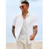 Runcati Mens Linen Button Down Shirts Casual Short Sleeve Shirt Summer Beach Wedding Tops with Pocket(White)