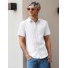 Runcati Mens Linen Button Down Shirts Casual Short Sleeve Shirt Summer Beach Wedding Tops with Pocket(White)