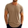 Runcati Mens Short Sleeve T-Shirts Crew Neck Casual Shirt Summer Classic Basic Lightweight Fashion Tees(Brown)