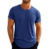 Runcati Mens Short Sleeve T-Shirts Crew Neck Casual Shirt Summer Classic Basic Lightweight Fashion Tees(Dark Blue)