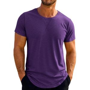 Runcati Mens Short Sleeve T-Shirts Crew Neck Casual Shirt Summer Classic Basic Lightweight Fashion Tees(Fuchsia)