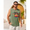 Runcati Mens Casual Tank Tops Graphic Printed Workout Muscle Sleeveless Shirt Crewneck Summer Beach Hawaiian Vintage T Shirts(Army Green)