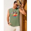 Runcati Mens Casual Tank Tops Graphic Printed Workout Muscle Sleeveless Shirt Crewneck Summer Beach Hawaiian Vintage T Shirts(Army Green)