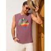 Runcati Mens Casual Tank Tops Graphic Printed Workout Muscle Sleeveless Shirt Crewneck Summer Beach Hawaiian Vintage T Shirts(Burgundy)