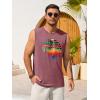 Runcati Mens Casual Tank Tops Graphic Printed Workout Muscle Sleeveless Shirt Crewneck Summer Beach Hawaiian Vintage T Shirts(Burgundy)