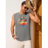 Runcati Mens Casual Tank Tops Graphic Printed Workout Muscle Sleeveless Shirt Crewneck Summer Beach Hawaiian Vintage T Shirts(Grey)