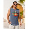 Runcati Mens Casual Tank Tops Graphic Printed Workout Muscle Sleeveless Shirt Crewneck Summer Beach Hawaiian Vintage T Shirts(Navy)