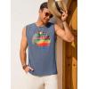 Runcati Mens Casual Tank Tops Graphic Printed Workout Muscle Sleeveless Shirt Crewneck Summer Beach Hawaiian Vintage T Shirts(Navy)