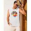 Runcati Mens Casual Tank Tops Graphic Printed Workout Muscle Sleeveless Shirt Crewneck Summer Beach Hawaiian Vintage T Shirts(White)