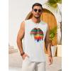 Runcati Mens Casual Tank Tops Graphic Printed Workout Muscle Sleeveless Shirt Crewneck Summer Beach Hawaiian Vintage T Shirts(White)