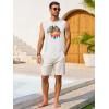 Runcati Mens Casual Tank Tops Graphic Printed Workout Muscle Sleeveless Shirt Crewneck Summer Beach Hawaiian Vintage T Shirts(White)