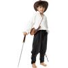 Boys Kids Medieval Ankle Pants Renaissance Viking Pirate Costume Lace Up Tapered Banded Gothic Trousers(Black)