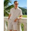 Runcati Mens Short Sleeve 2 Piece Sets Button Down Casual Summer Beach Vacation Linen Shirt and Shorts Outfit(Apricot)