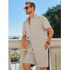 Runcati Mens Short Sleeve 2 Piece Sets Button Down Casual Summer Beach Vacation Linen Shirt and Shorts Outfit(Apricot)