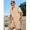 Runcati Mens Short Sleeve 2 Piece Sets Button Down Casual Summer Beach Vacation Linen Shirt and Shorts Outfit(Light Khaki)