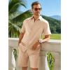 Runcati Mens Short Sleeve 2 Piece Sets Button Down Casual Summer Beach Vacation Linen Shirt and Shorts Outfit(Light Khaki)
