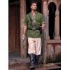 Runcati Mens Medieval Pirate Shirt Cotton Lace Up Renaissance Shirts Viking Retro Scottish Halloween Costume Tops(Army Green)