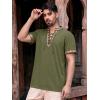 Runcati Mens Medieval Pirate Shirt Cotton Lace Up Renaissance Shirts Viking Retro Scottish Halloween Costume Tops(Army Green)