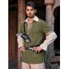 Runcati Mens Medieval Pirate Shirt Cotton Lace Up Renaissance Shirts Viking Retro Scottish Halloween Costume Tops(Army Green)