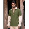Runcati Mens Medieval Pirate Shirt Cotton Lace Up Renaissance Shirts Viking Retro Scottish Halloween Costume Tops(Army Green)